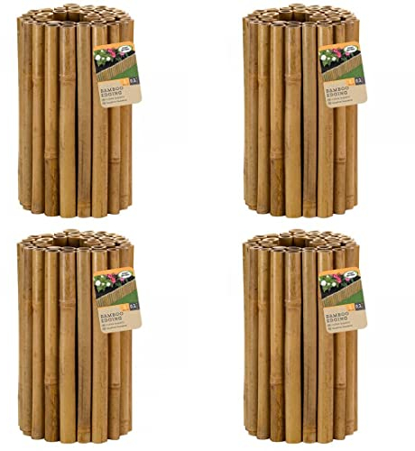 Garden Mile Set Of 4 Bamboo Log Roll Border Edging 30cm X 100cm Heavy Duty Lawn Edging Border Ideal For Flowerbeds Pathways Yard Lawn Edge Wooden Garden Decorations Border Fencing