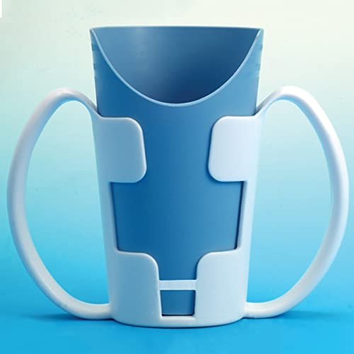 Vasos a prueba de derrames para adultos - Vaso para personas mayores con portavasos de 2 asas - Vaso fácil de agarrar resistente a derrames para personas mayores, embarazadas y postrados en cama