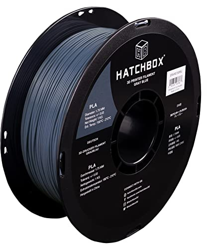 HATCHBOX 1.75mm Gray Blue PLA 3D Printer Filament, 1 KG Spool, Dimensional Accuracy +/- 0.03 mm, 3D Printing Filament