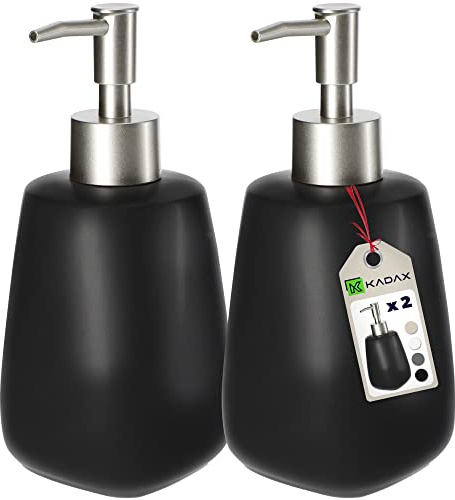 KADAX Seifenspender mit Pumpe, 2er Set, Pumpspender aus Keramik, Spender für Flüssigseife, Spülmittel, Lotionspender, Spülmittelspender für Bad, Flüssigseifen-Spender