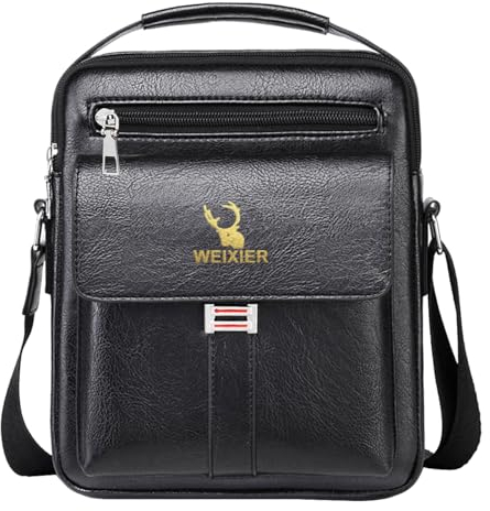 Umhängetasche Herren Schultertasche Herrentasche Klein Vintage PU Leder Crossbody Herren Tasche Umhängen Handtasche Männer für Arbeit, Schule, Alltag (schwarz 1)