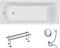 VBChome Acryl Badewanne 150x70 cm Weiß Rechteck Wanne Siphon Wannenfüße Design Modern Ablaufgarnitur in Chrom