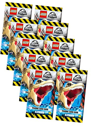 Lego Jurassic World Serie 2 Karten - Trading Cards - 10 Booster Sammelkarten Bundle + 10 Originale Hüllen