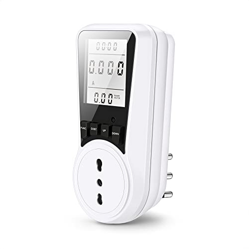 Misuratore Consumo Elettrico, Contatore del Consumo di Corrente,Misuratore dei Costi Energetici, 7 modalità di monitoraggio,Schermo LCD Retroilluminato,Protezione da Sovraccarico,Potenza Massima 3680W