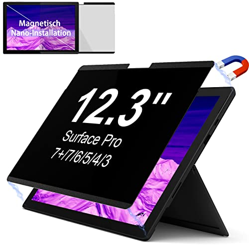 IPROKKO Magnetischer Blickschutzfilter für Microsoft Surface Pro 7 Plus/7/6/5/4/3-12,3 Zoll, Abnehmbar Anti Spy Blaulicht Privacy Screen Blickschutzfolie Sichtschutz Sichtschutzfilter Sichtschutzfolie
