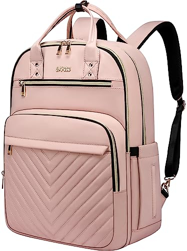 College Bookbag,17.3 Zoll Laptop Rucksack Frauen, Anti Diebstahl Business Bagpack mit USB-Port, Wasserbeständige Reise Große Kapazität Rosa Computer Rucksäcke für Arbeit