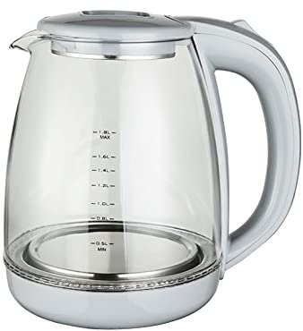 FairUo Kettles, Tea Kettles 1.8L Kettles for Boiling Water Tea Coffee Borosilicate Glass 1500W Portable Household Appliances for Hotel Family Trip Water Boiler Pot Teapot/White