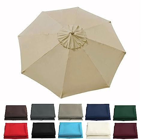 LTSRLL Toile De Rechange pour Parasol Deporte, Parasol De Rechange pour Dessus De Parapluie À Cadre À 6/8 Baleines (auvent Uniquement)(Size:Khaki 3m 8 Ribs)