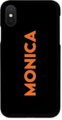 Tirita Personalised Phone Case Compatible with iPhone XR Hard Cover, Colourful Summer [14- Orange Bold Name on Black]