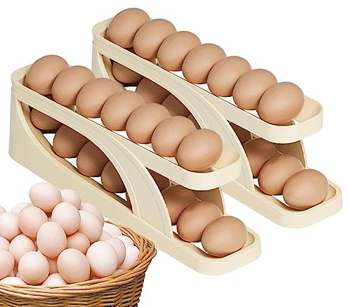 2 Stück Eierhalter Für Kühlschrank, Eierspender, Automatisch Rollender Eierbehälter, Automatischer Roll-down-doppelschicht-eierspender, Für Kühlschrank, Eierhalter, Kühlschrank, Eieraufbewahrung
