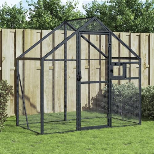 ZEYUAN Aviary Anthracite 179x100x185 cm Aluminium,Wooden Bird Aviary Outdoor Bird Cage for Finch, Canary