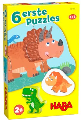 HABA 6 Erste Puzzles Dinos, Dino-Puzzles, für Kleinkinder und Kinder ab 2 Jahren