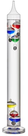 TFA Dostmann Galileo Galilei 18.1019 Thermomètre analogique en verre 44 cm Mesure de la température intérieure, lecture facile, marques de température argentées, objet de décoration, 18 à 28 °C,