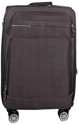 MY TRAVEL BAG Stoff Reisekoffer Trolley Erweiterbar mit Zwillingsrollen (M/L/XL/XXL oder 4er Set) Weichgepäck (Coffee, Mittlerer Koffer (65cm))
