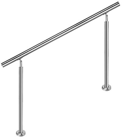 LILIIN Edelstahl Handlauf Geländer Treppengeländer 80 cm mit ohne Querstreben Montagematerial Wandhandlauf Wandhalterung für Treppen, Innen und Außen, Balkon, Brüstung, Silber
