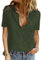PASUDA Chemise Femme Haut ÉTÉ pour Femmes Chic et Élégant Coton Lin T-Shirt Manche Courte Col en V Chemisier Tunique Tops avec Boutons D'été Décontractés Ample Couleur Unie Blouse (Vert, L)