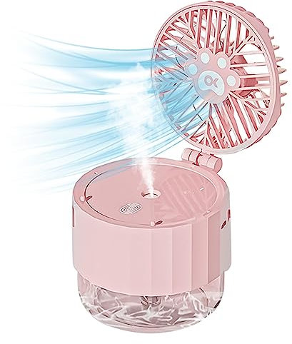 fiira Ventilador de niebla de mano, ventilador de agua con velocidad de viento ajustable, ventilador portátil recargable para viajes, ventilador de refrigeración personal