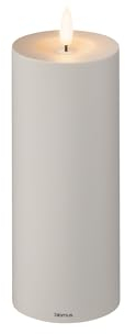 blomus LED Kerze -NOCA- Batteriebetriebene Stumpenkerze mit Timerfunktion, Outdoor, Spritzwassergeschützt (Mourning Dove, XL)