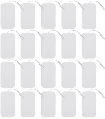 Vegena 20 Stück Elektroden Pads, Große Elektroden-Pads 100x50mm Elektroden-Nachkaufset Klebeelektroden Wiederverwendbar Klebelektroden Mit 2mm Steckanschluss Für TENS-Gerät & EMS-Trainer
