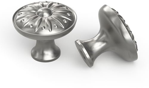 LONTAN 10 Stück Silber Möbelknöpfe Rund Schrankknöpfe Vintage Küchenknöpfe Polierter Nickel Knöpfe für Schränke Modern Türknopf Runden Schubladenknauf