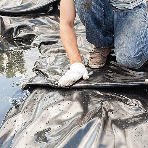 PRMTYUP 8x8m/26x26ft,Teichfolie, Schwarze Fischteichbetteinlagen, Faltbare, UndurchläSsige Folie, Ideal FüR Koi- Und Fischteiche, Brunnen Und BäChe, FüR Kleine Teiche, Fischteiche, BäChe.