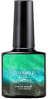 Farbwechsel UV Gel Nagellack - 7.5ml Thermal Polish Gradienten Glitzer Farbgel, Temperatur Farbwechsel für Gelnägel, Soak-Off UV Lack, Glitzer DIY Nail Art Thermo Nagellack (B, 7.5ml)