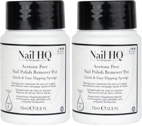 Nail HQ Acetone Free Nail Polish Remover Sponge - 75ml (Pack of 2)