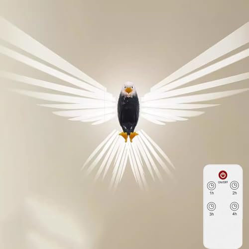 AoLa Eagle Lamp,Bald Eagle Wall Light,3D Tiere Wandleuchte,Led Kunstharz Wandleuchte,Tier Nachtlicht Wand,Harz-Tierstatue,Batteriebetriebene Nachtlicht,mit Fernbedienung,Moderne Wandkunst-Deko(Geier)