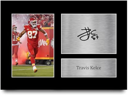 HWC Trading Travis Kelce Kansas City Chiefs Geschenke Gedrucktes Signiertes Autogramm Foto für Fans von NFL American Footbal Memorabilien - A4