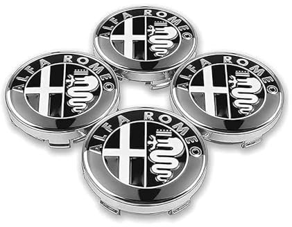 ACUMLS Auto Naben Mittelkappen für Alfa Romeo Stelvio 2022 2024, Staubdichte Felgen Abzeichen Rad Mittelkappen Außendekorationszubehör 4 Stück,B-60mm