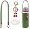 Handle Tape and Cherry Pendant Set for Owala Water Bottle, 24oz, 32oz, 40oz, Owala Kids, Owala Coffee Mug, Owala FreeSip, for Owala Accessories and Stanley Cup Accessories (Leather Green)