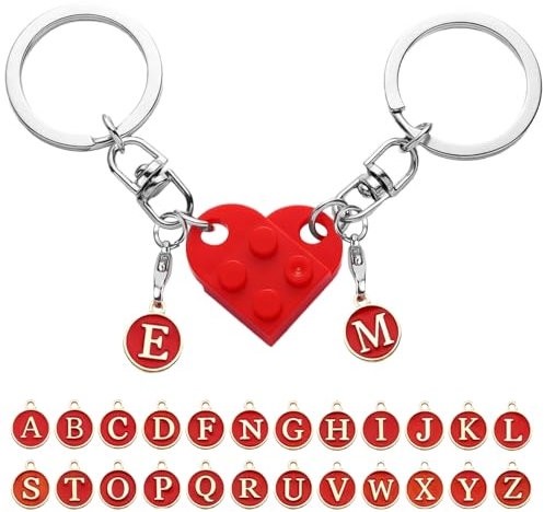 Porte-clés personnalisé, porte-clés en forme de cœur, joli porte-clés personnalisé en forme de brique, porte-clés en forme de cœur pour couple, ami, Saint-Valentin, Noël, anniversaire