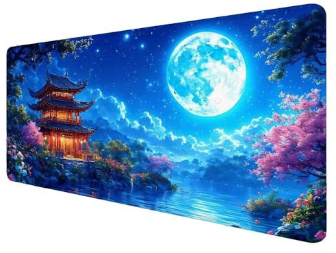 Tapis de Souris Paysage,Tapis de Souris XXL 1200x600x3mm Tapis Souris Lune Tapis de Souris Gamer Grand Tapis de Souris, à Bords Cousus Étanche Tapis de Bureau, pour Maison Bureau Gaming X-59