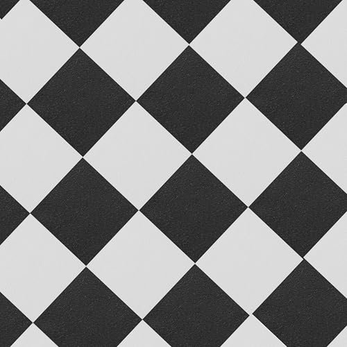 Vinyl Floor Tiles Self Adhesive - 50-Pack Mixed / 50ft² (4.65m²) Peel And Stick Tile - 12x12 inch (30.5x30.5cm) For Kitchen, Hallway and Bathroom Flooring - 25 Black & 25 White Pcs Checkerboard