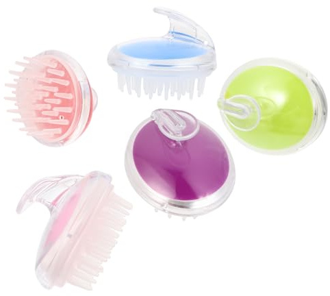 FRCOLOR 5 Stück Kopfhautmassagegeräte aus Silikon Haarshampoo Bürste und Kopfhautmassagekamm für Sanfte Kopfhautmassage und Reinigung Zufälliger Stil