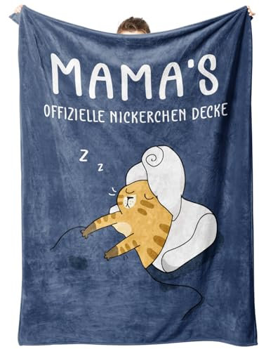 Juratar Geschenke für Mama – Lustige Kuscheldecke für Mama in besonders weicher Qualität – Geburtstagsgeschenk für Mama, Muttertagsgeschenk 157 × 132 cm (Dunkelblau)