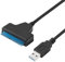 JZK SATA-auf-USB-Kabel, USB 3.0 auf 2,5 Zoll SATA III-Festplattenadapter, externer USB-Konverter für SSD/HDD-Datenübertragung, 2,5 Zoll fester Adapter