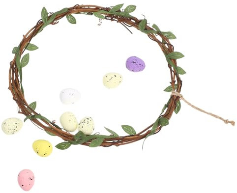 Totority Osterkranz Aus Simuliertem Rattan Mit Farbkombination Aus Blumen Und Eiern Frühlingsdeko Für Tür Und Wand Für Festliche Heimdekoration Und Osterfeiern Pflegeleicht Und