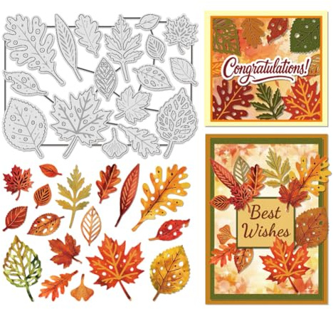 UNICRAFTALE stansformar av metall höstblad stansade präglingsmallar hållbara stansformar för korttillverkning pappershantverk bildram dekor gör-det-själv scrapbooking 18 x 13 cm
