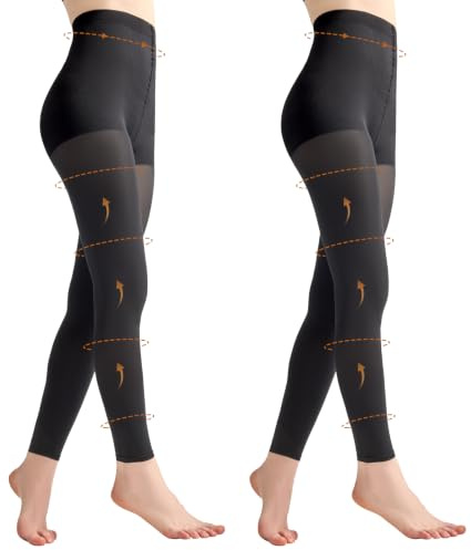 Yilanmy Kompressionsstrumpfhose Damen 80D Shaping Strumpfhosen Ohne Fuss | 2 Paar Blickdichte Shape Stützstrumpfhose Zehenfreie Bauchweg Figurformende Feinstrumpfhosen