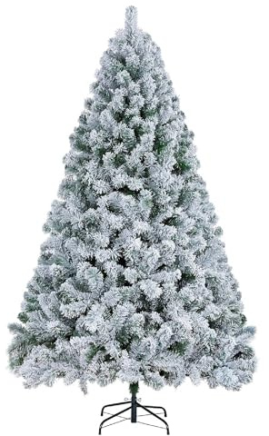 IlGruppone Albero di Natale Innevato Artificiale con Effetto Neve Realistico Bianco Facile da Montare Rami Fitti Modellabili in PVC con Base in Acciaio - 150 cm