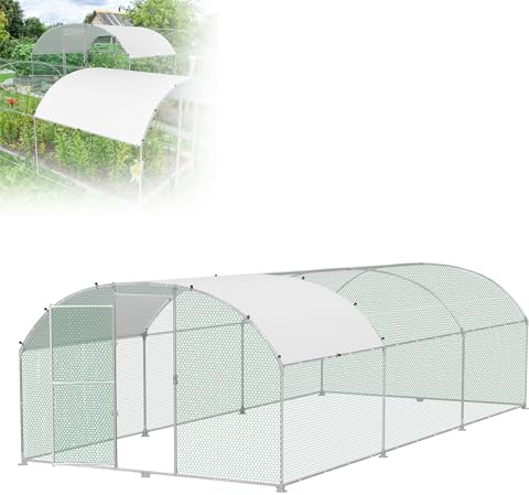 YZNAHRE Profi-Hühnerstall 3x6m, Metall-Freilaufgehege mit verzinktem Stahlrahmen & PE-Dach, Bogenaufsatz hühnerstall für Geflügel/Kleintiere