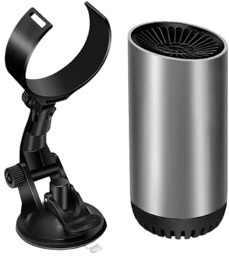 AMSLSIU Schwarzes Auto mit zwei Temperatureinstellungen, energieeffizienter, eingebauter Entfeuchtungs und Entfrostungsanlage, ausgestattet mit einem Becher, ideal für Autos