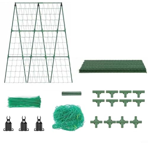 CashMuch Treillis à légumes robuste en forme de A, cadre en acier revêtu de PVC pour concombres et vignes, système de soutien de jardin sans outils pour cour extérieure, 120 x 120 cm (80 x 120 cm)