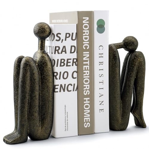 Lovin Product Solitary Thinker Buchstützen, Antikbronze Harz-Buchhalter | Rutschfester Sockel Hält Schwere Bücher Sicher, Home-Office Tischdeko, Bücherregal-Präsentation Oder für den Lernraum
