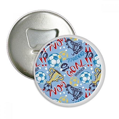 DIYthinker Ziel Fußball-Fußball-Sport-Sieger Runde Flaschenöffner Kühlschrankmagnet-Abzeichen-Knopf-3pcs Geschenk Silber