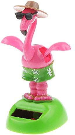 YGMONER Flapping Wings Flamingo Solar Powered Hawaii Style Shaking Ornaments Car Dashboard Dancer Bobble Head (Flamingo A)