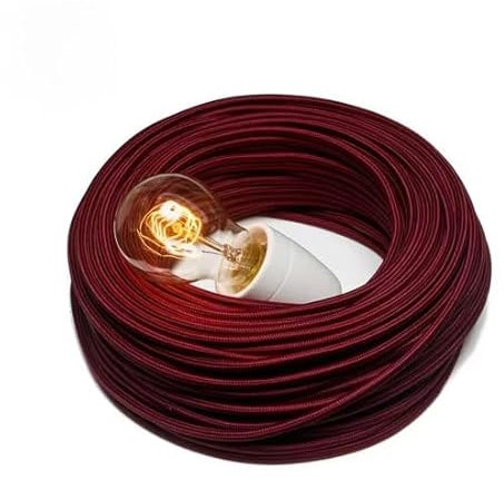 DC VOLTAGE 2 Core 10m Twisted 0.75mm Cord Cable Fabric Cloth Covered Electrical Wire, 2 Conductors Cable Cloth Covered Wire for Pendant Light Industrial DIY Project (Burgandy)