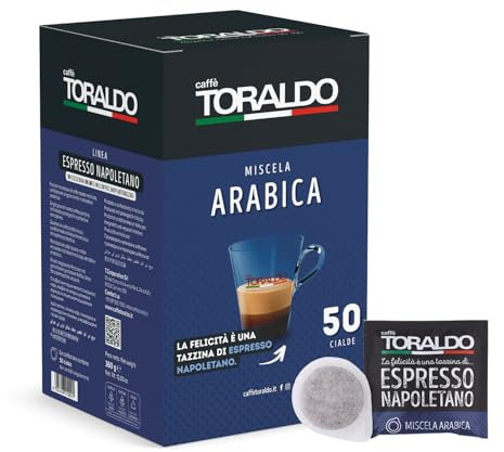 CAFFÈ TORALDO | Cialde ESE 44 | Caffè Selezionato, Tostato e Torrefatto in Italia | Eccellenza del Caffè Napoletano (50 Cialde, Miscela Arabica)