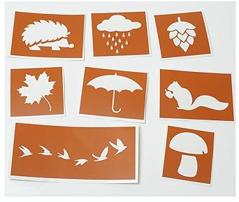 Tattoo Schablonen SET Kinder Herbst/Autumn/Fall (8 Schablonen) Selbstklebend Kinder schminken Airbru